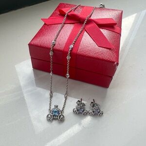Pandora Disney collection matching necklace and stud earrings